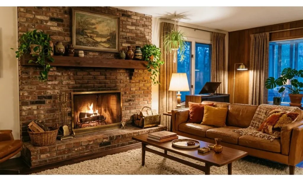 A Cozy Fireplace With Vintage Styling