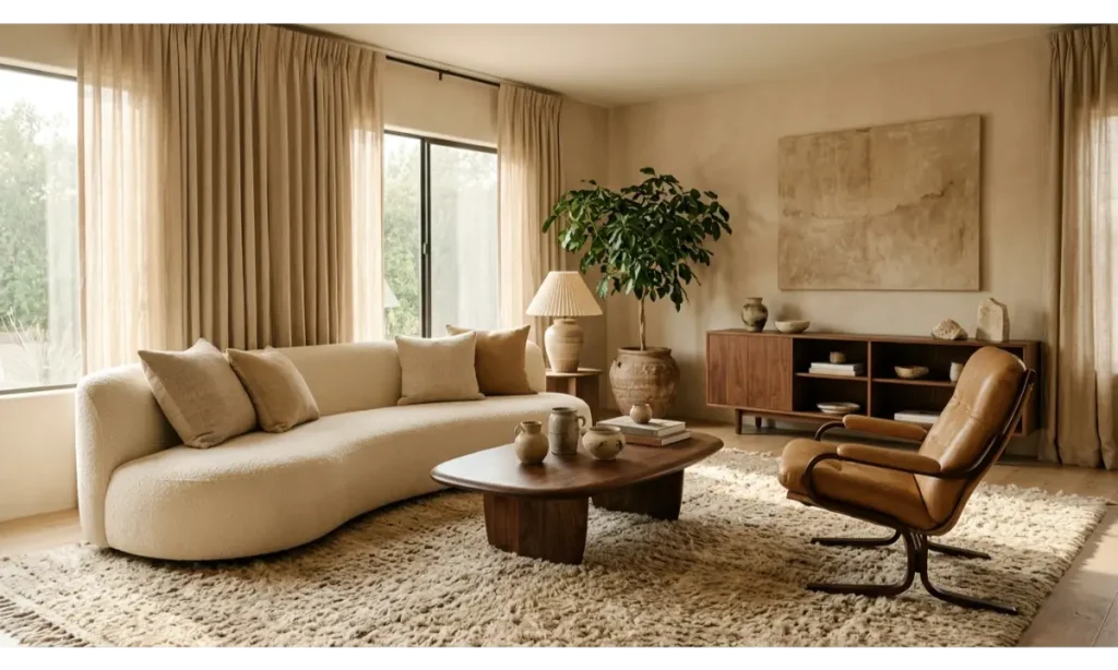 A Cream and Beige Retro Living Room