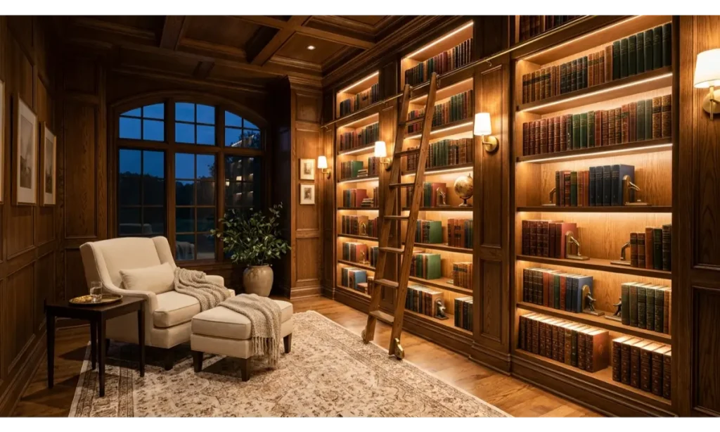 A Library With Integrated Lighting