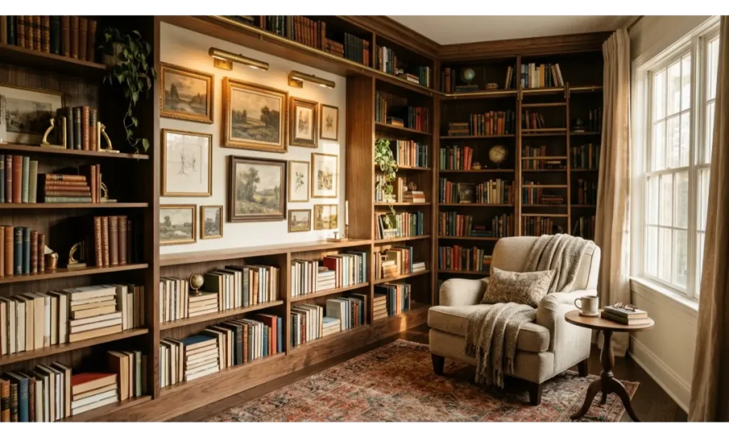 A Library With a Personal Gallery Wall