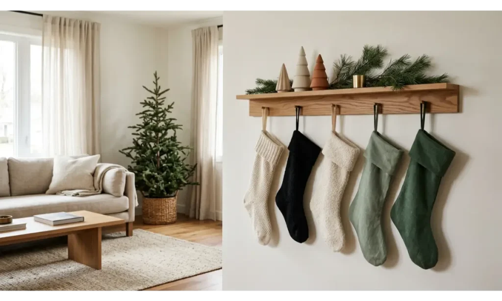 A Modern Asymmetrical Stocking Display