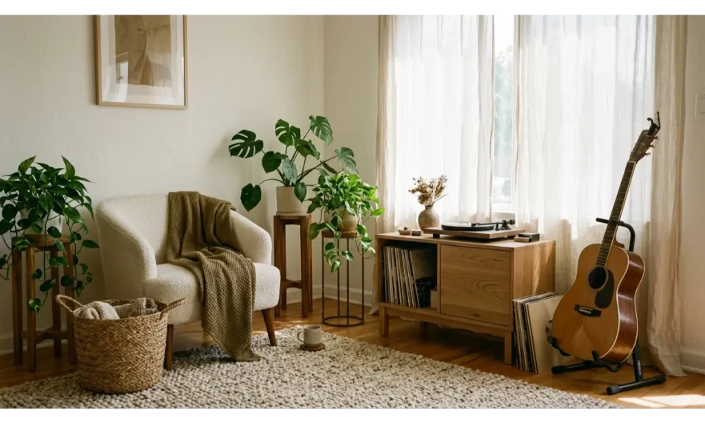 A Music Corner With Plants and Natural Decor