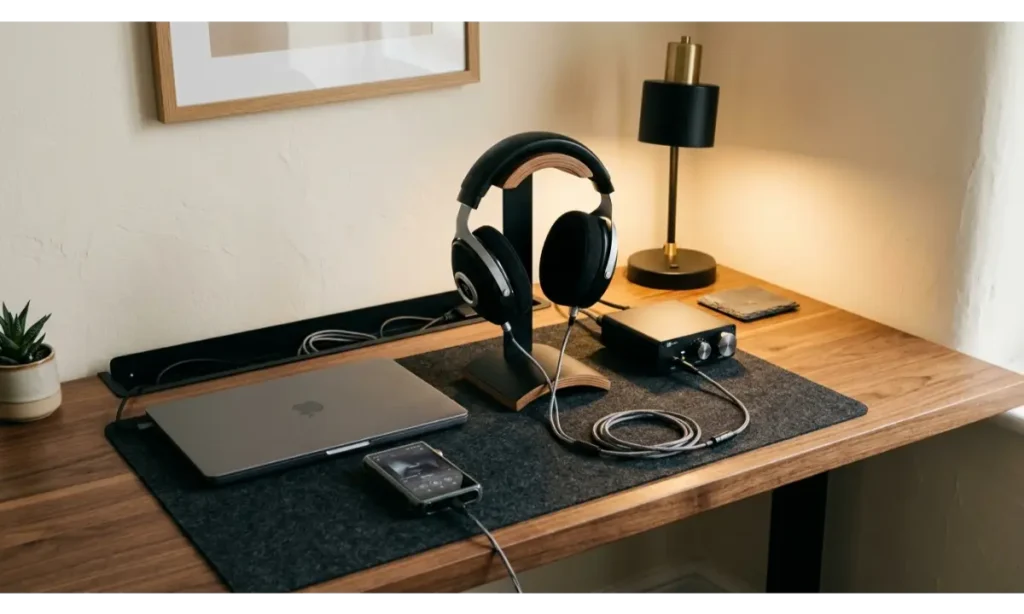 A Music Corner With a Dedicated Headphone Station