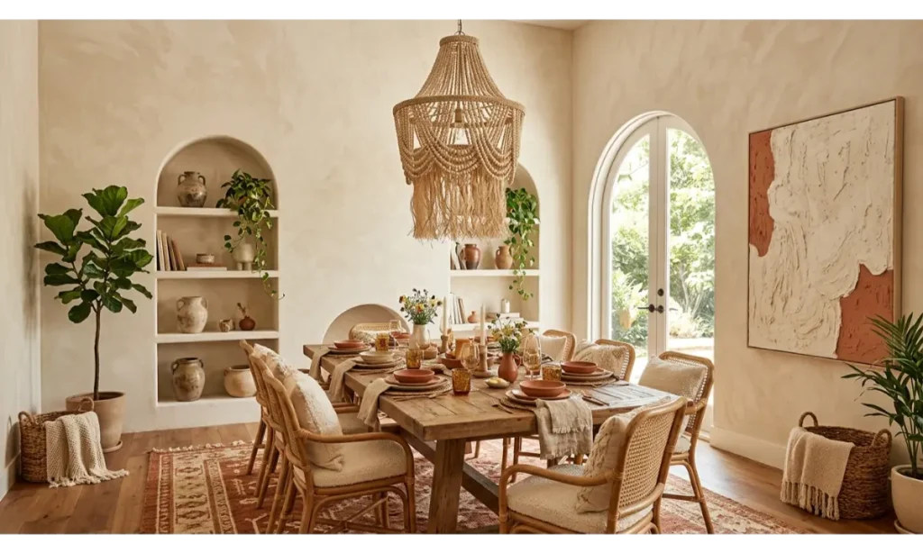 Boho Dining Room With Layered Textures