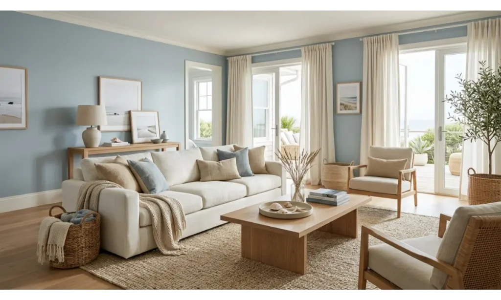 Bring Coastal Style Into Your Own Home With Soft Blue Walls