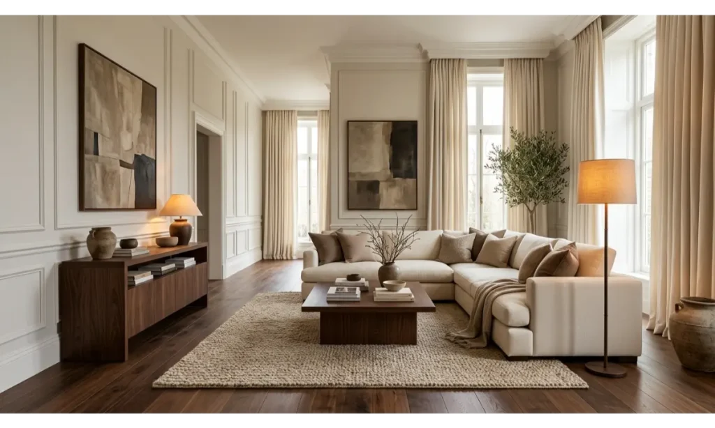 Brown And Cream Living Room Ideas With Dark Wood
