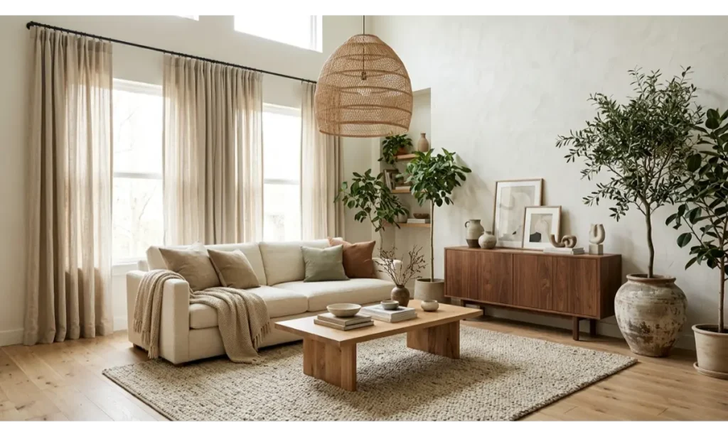Brown And Cream Living Room Ideas With Natural Wood