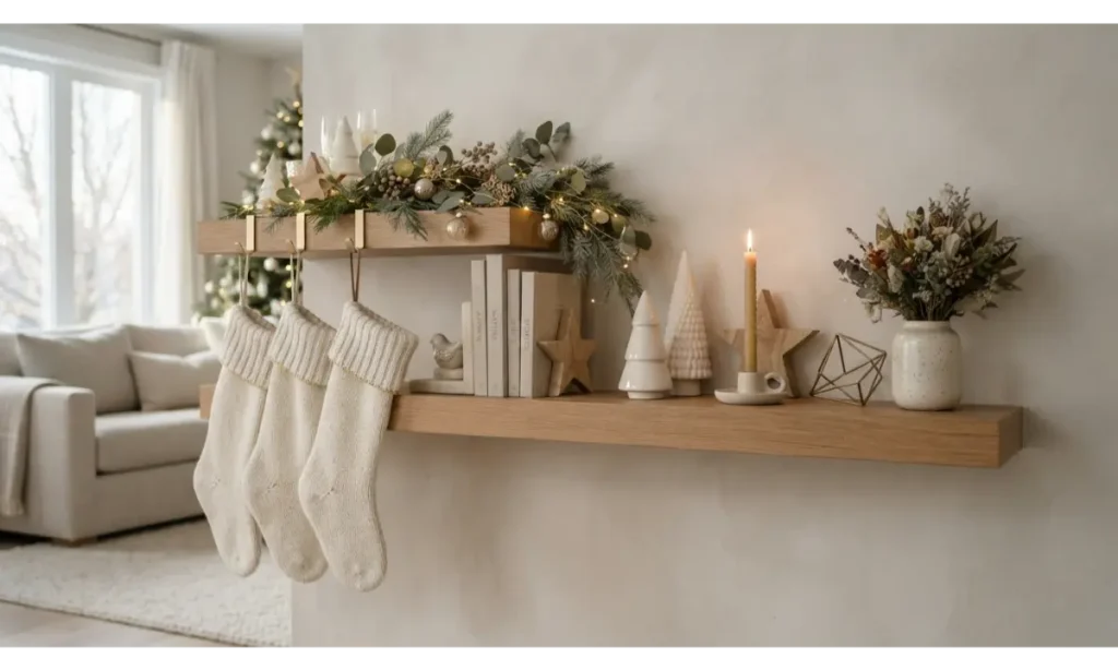 Christmas Shelf Decor Ideas for a Neutral Palette