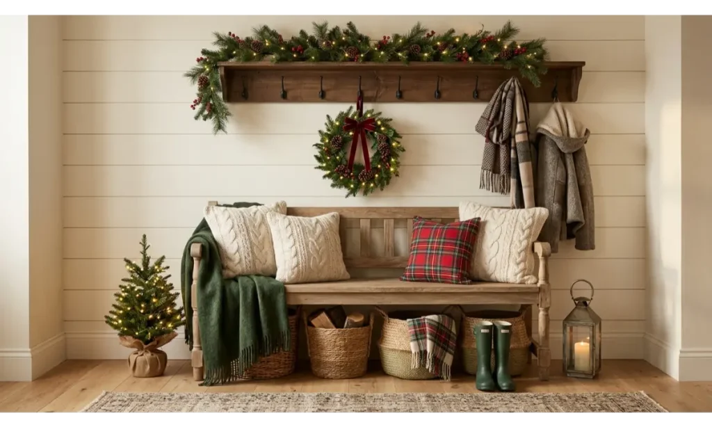 Create a Cozy Christmas Hallway Bench