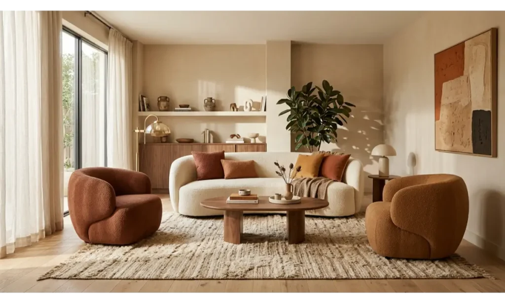 Curved Furniture With Soft Retro Shapes