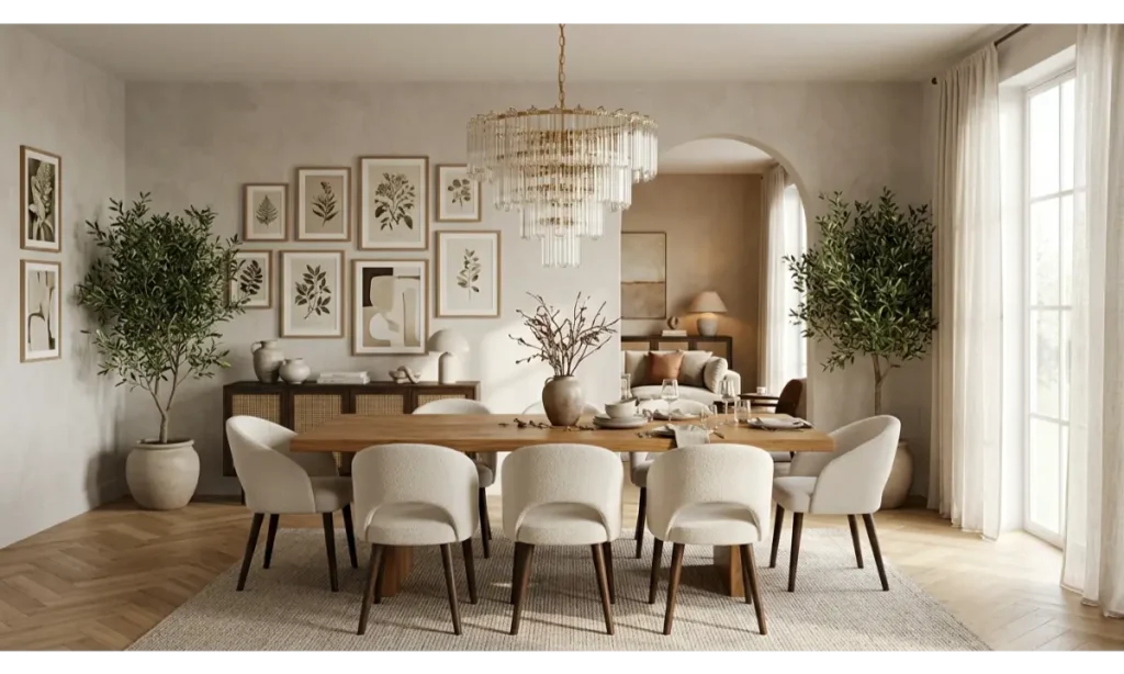 Dining Room Decor With Gallery Wall Art