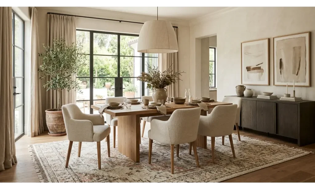 Dining Room With a Statement Rug