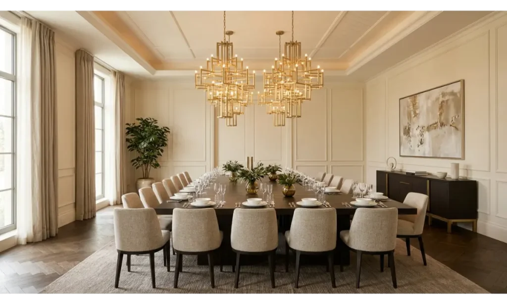Double Chandelier Arrangement for Long Tables