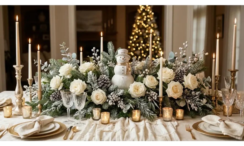 Elegant Snowman Centerpiece for the Dining Table