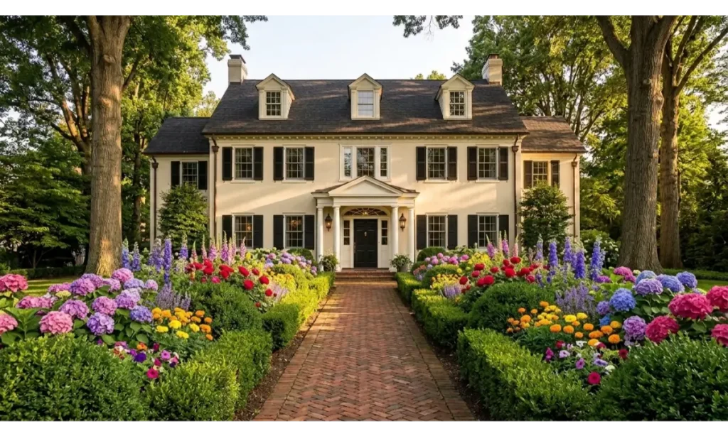 Finish With Elegant Colonial Revival Home Landscaping
