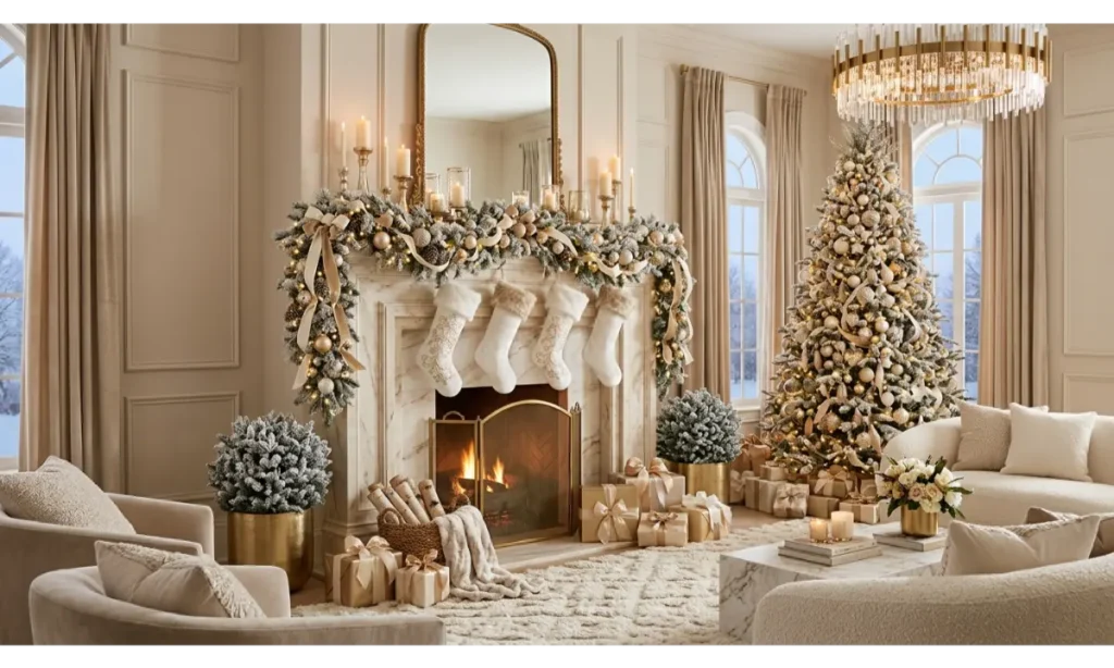 Gold and White Stockings for a Glamorous Christmas