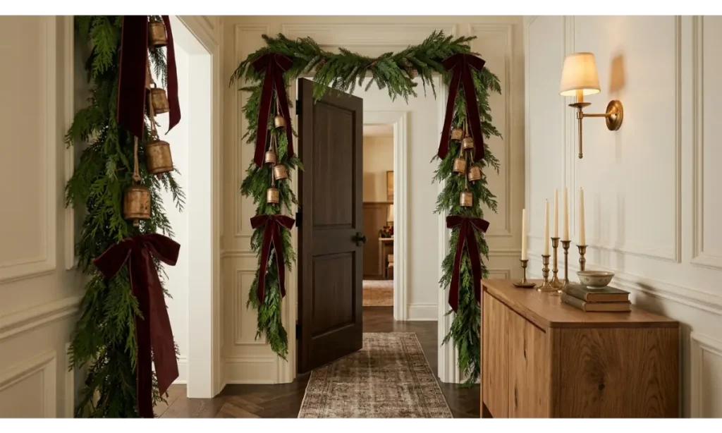 Hang Christmas Bells and Velvet Ribbons
