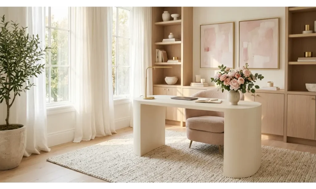 Home Office Decor with a Chic Feminine Touch