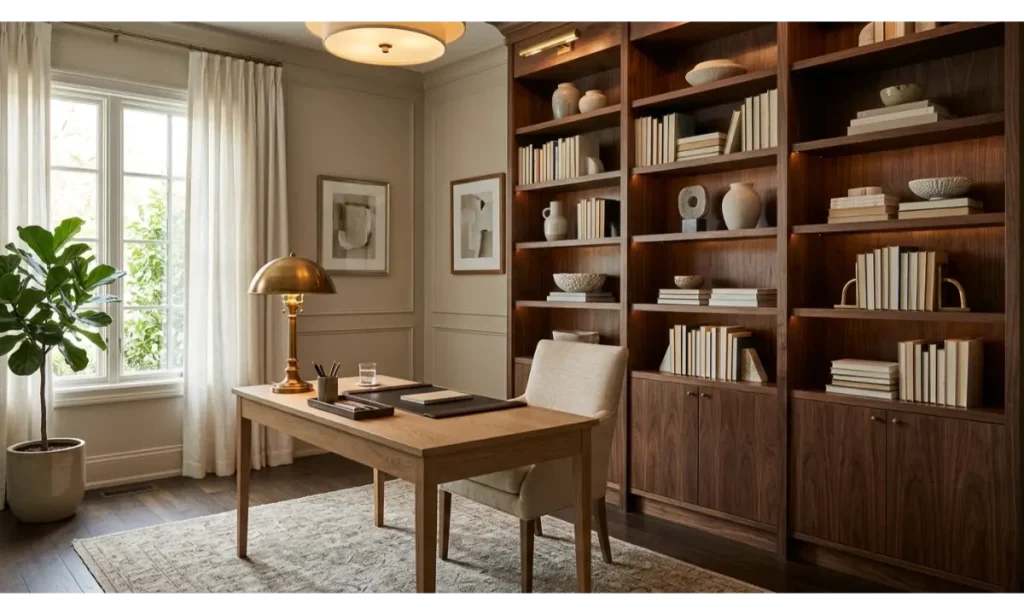 Home Office Decor with a Stylish Bookshelf