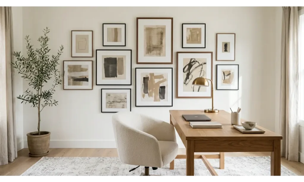 Home Office Decor with an Elegant Gallery Wall