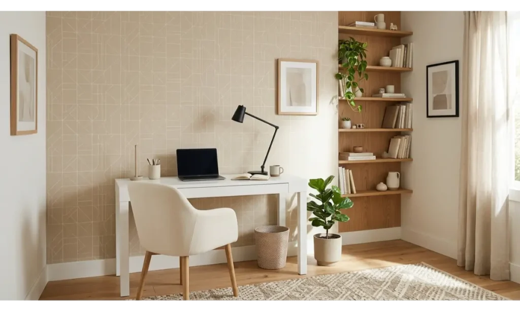 Home Office Wall Decor Ideas with Removable Wallpaper