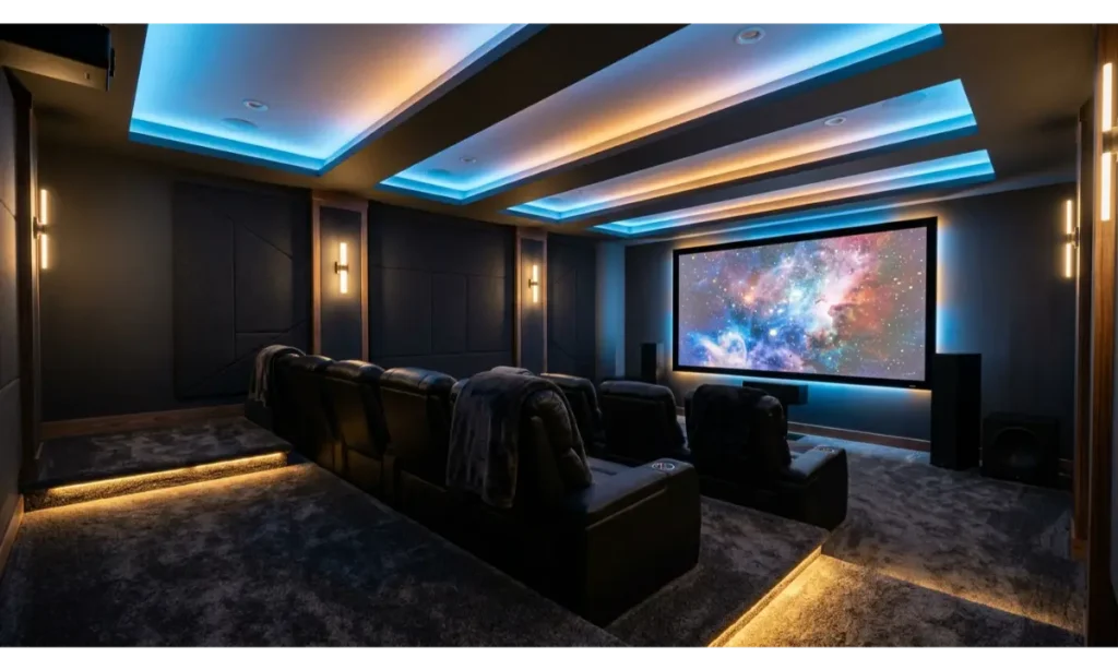Home Theater With LED Accent Lighting