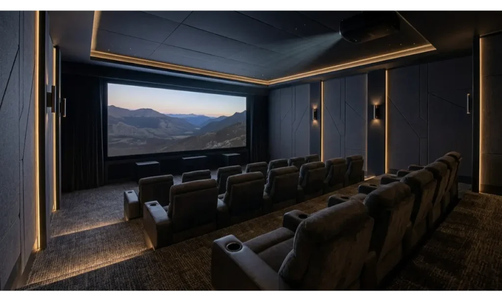 Home Theater With a Giant Projector Screen
