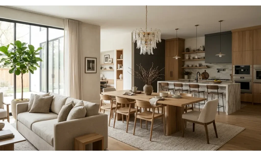 Open Plan Dining Room With Defined Zones