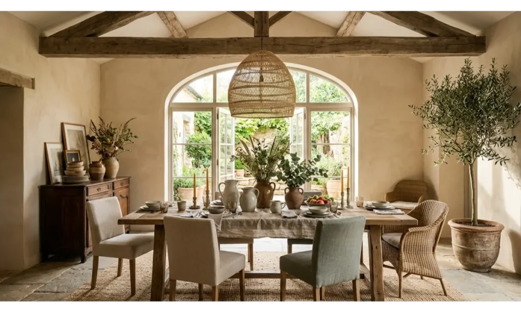 Rustic Dining Room With Natural Wood