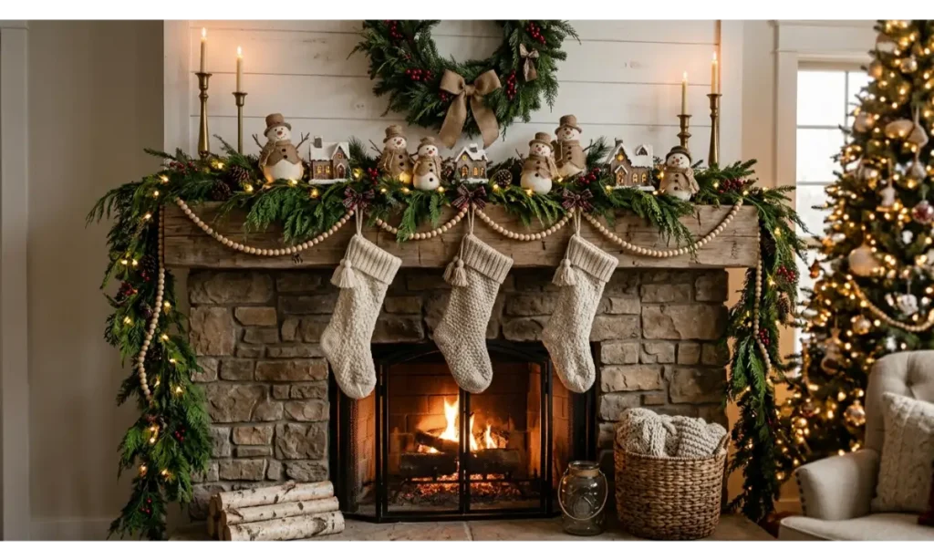 Snowman Fireplace Mantel Display