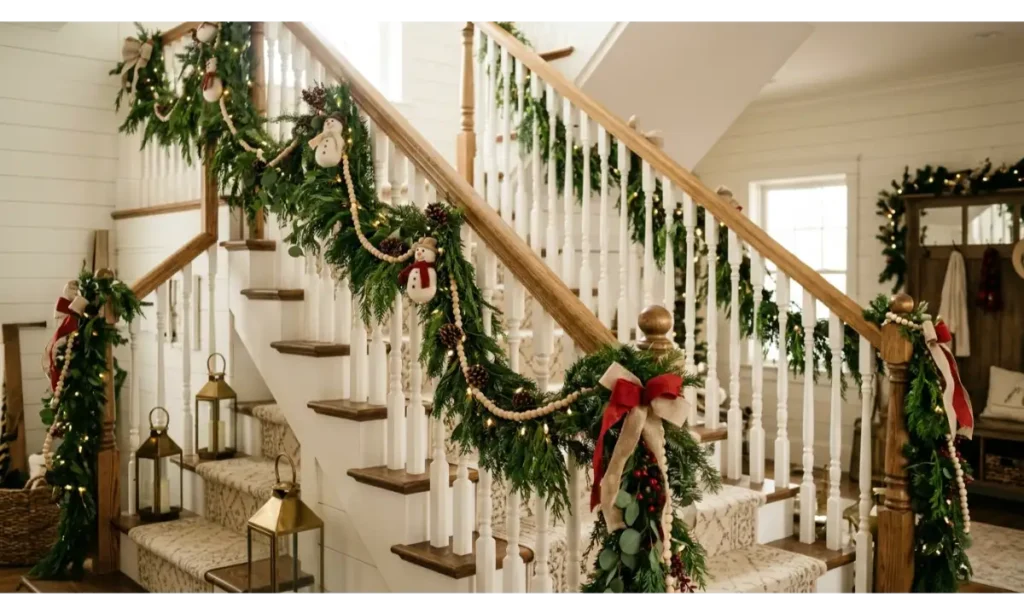 Snowman Garland for the Staircase