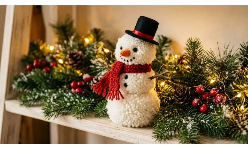 Snowman Made From White Yarn