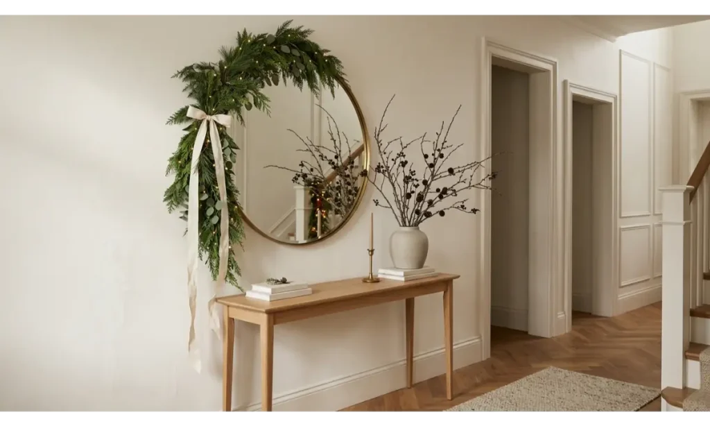 Style a Christmas Hallway Mirror with Greenery