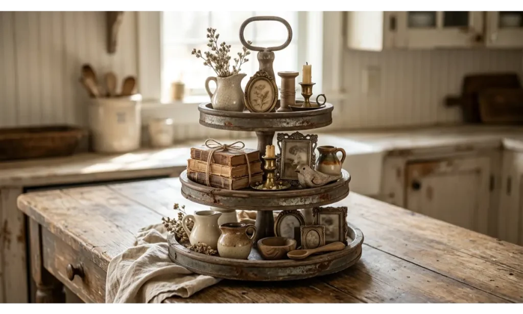 Tiered Tray Decor Ideas with Vintage Thrifted Finds