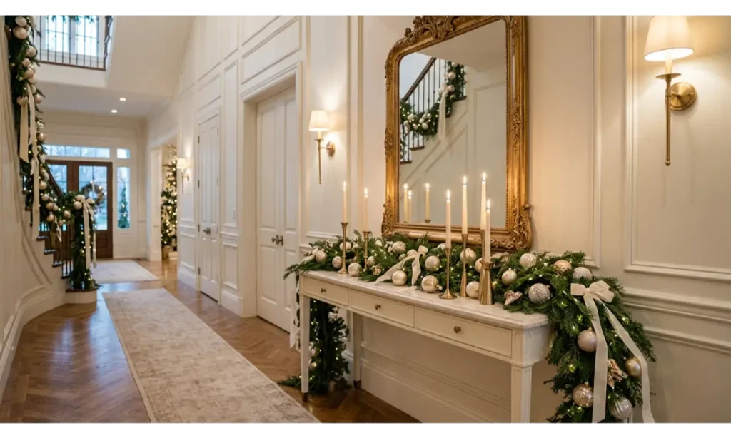 Use Gold Accents for a Luxurious Christmas Hallway