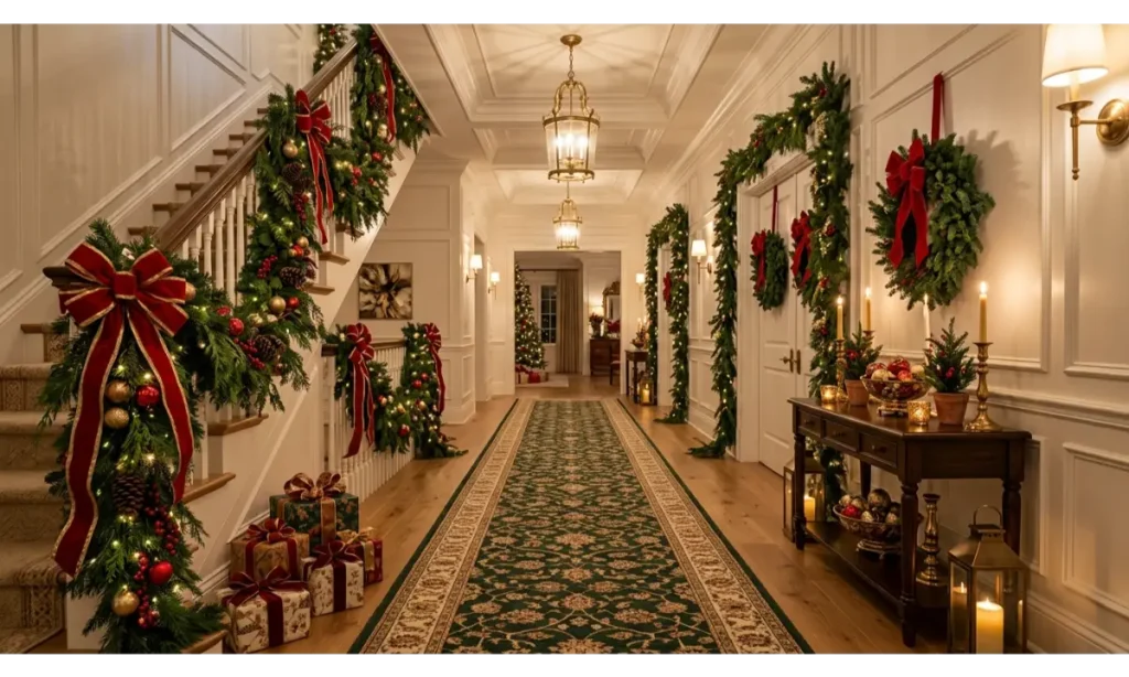 Use a Festive Christmas Runner on the Hallway Floor